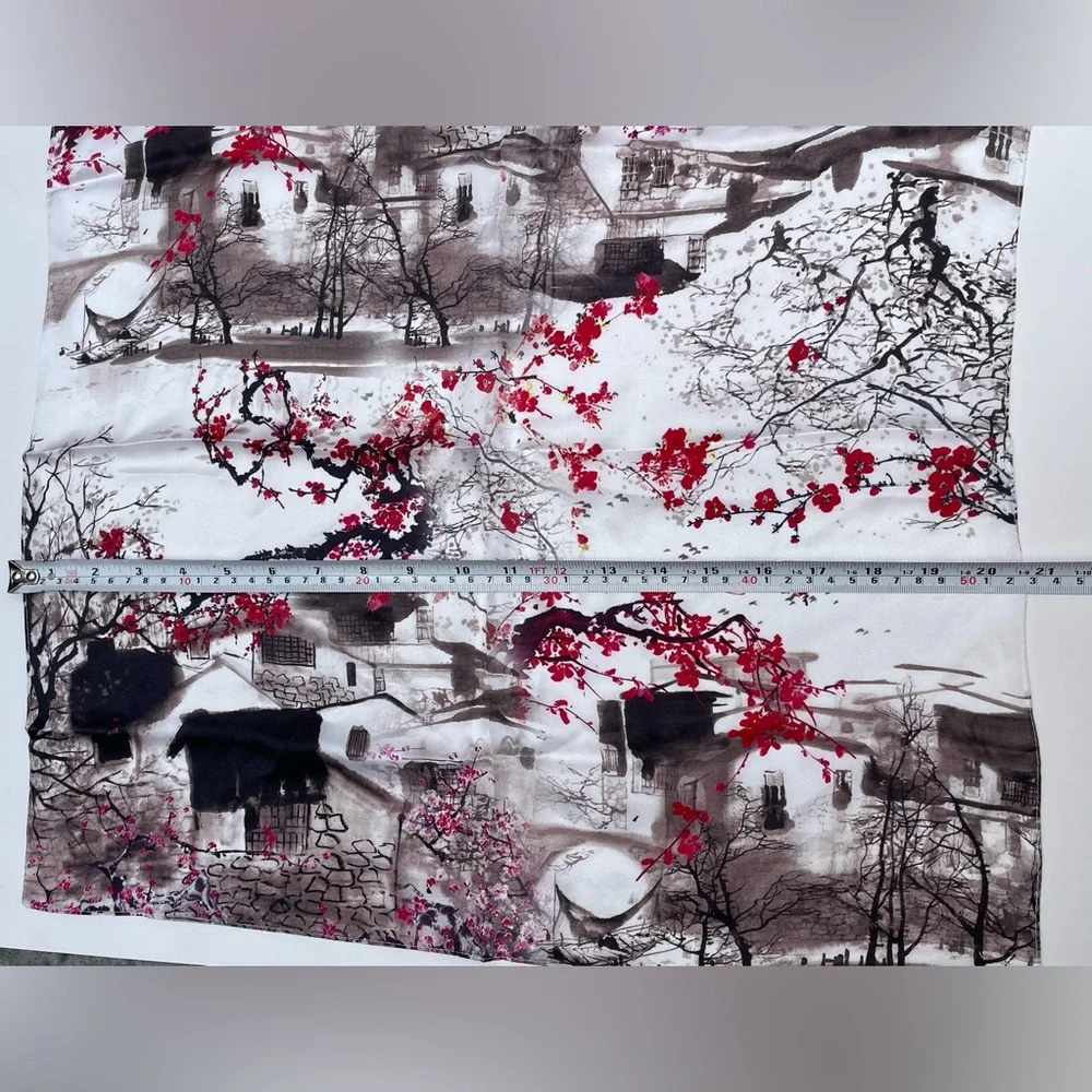 silk scarf Cherry Blossom Art hand painted scarf